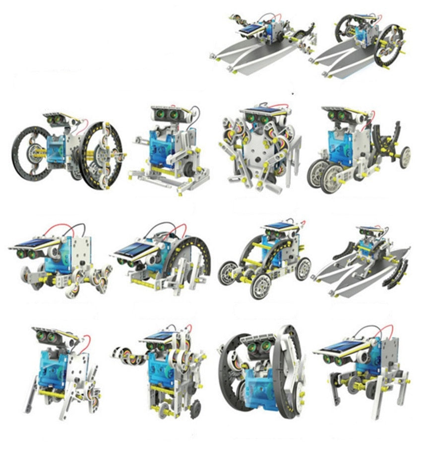 13 In 1 Educational Solar Robot Kit Solar Power Robot DIY Assembled Toy Car Boat Animal Blocks Kids Toys Gift